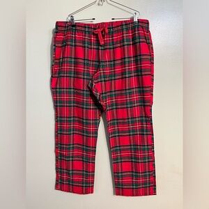 Old Navy Womens Plaid Red 100% Cotton Pajamas Pant Pull On Soft 2X New